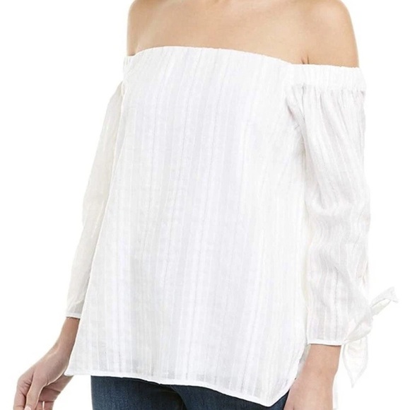 Bailey 44 White Off-Shoulder Blouse with Tie Sleeves - Picture 7 of 16